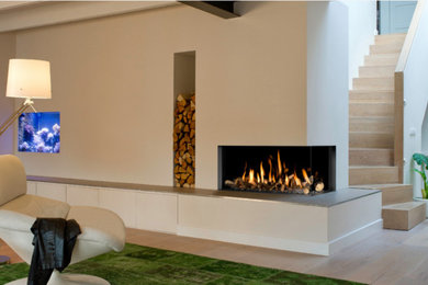 False Chimney Breast with Bellfire Gas Fire and Limestone Surround
