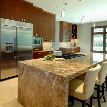 Kitchen with Bar in Background