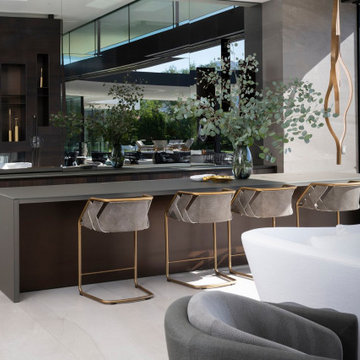 Serenity Indian Wells luxury open plan modern desert home breakfast bar