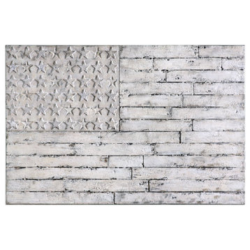 Uttermost Blanco 60" American Wall Art in Distressed Whitewashed Wood