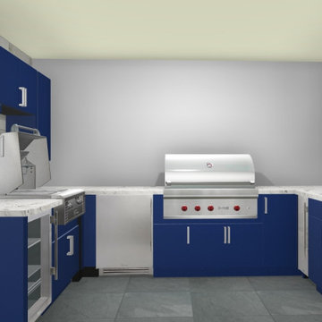 A Royal Outdoor Kitchen In Mighty Blue Perched High In Southampton