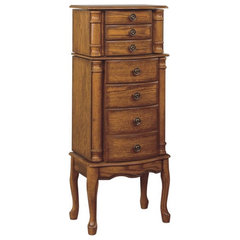 Linon Louis Philippe Wood Jewelry Armoire in Marquis Cherry