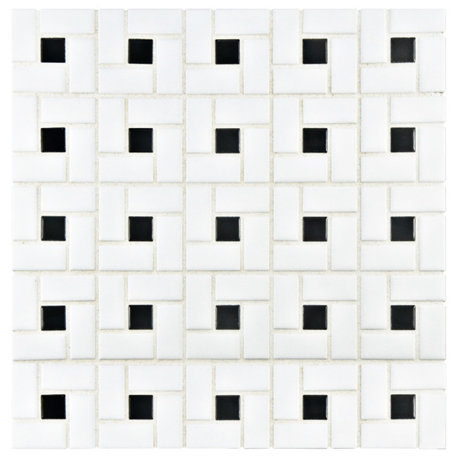 Spiral Black and White Porcelain Floor and Wall Tile