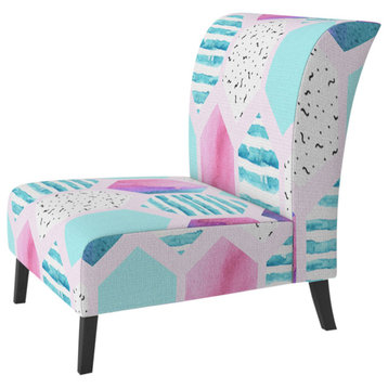 Pink and Blue Triangle Geometric Chair, Slipper Chair