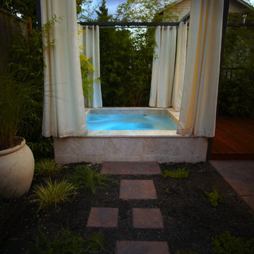 Outdoor Living Room with All Tile Spa