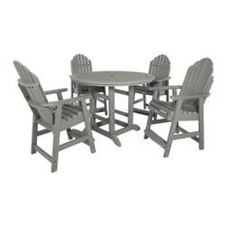 Highwood USA - Hamilton 5-Piece Round Counter-Height Dining Set, Coastal Teak - Outdoor Dining Sets