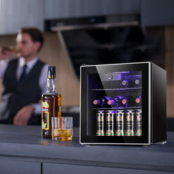 17 Bottles or 60 Cans Mini Wine Cooler or Beverage Refrigerator (Black & Sliver) - Refrigerators