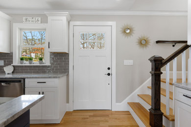 Inspiration for a coastal entryway remodel in Boston