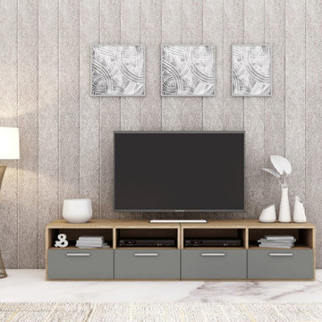 Floor Tv Units in Dust Grey Sand Orleans Oak | Inspired Elements