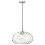 Z-Lite - Chloe One Light Pendant, Brushed Nickel - Define your modern space with the eye-catching streamlined presence of this one-light pendant. Rounded shades are made from clear water-textured glass suspended from a sleek steel frame with a brushed nickel finish. Your contemporary dining room or family space gets an instant boost with this sophisticated fixture.