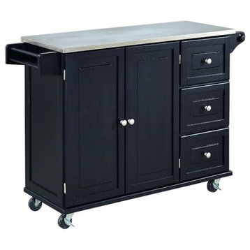 Homestyles Dolly Madison Wood Kitchen Cart in Black