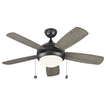 44" Discus Classic Ceiling Fan, Aged Pewter/Matte Opal