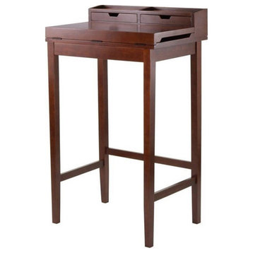 Pemberly Row Transitional Wood Standing Desk in Antique Walnut
