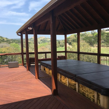 Elevated Deck & Cover for Swim Spa with Lattice Storage Below: Helotes, TX