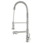 Isenberg - Professio F Polished Steel Kitchen Faucet, Pull Out and Pot Filler, Polished - **Please refer to Detail Product Dimensions sheet for product dimensions**
