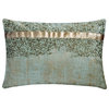 Blue Jacquard 12"x24" Lumbar Pillow Cover Beaded and Foil Halycon Silver