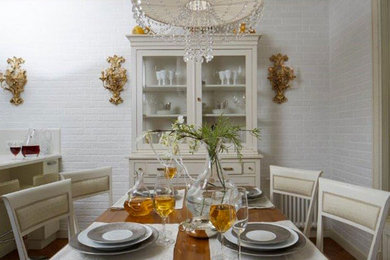 Design ideas for a mid-sized traditional dining room in Moscow with no fireplace.
