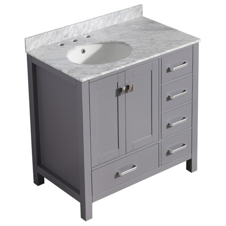 Chateau 36 In. W X 35 In. H Bathroom Bath Vanity Set In Rich Gray