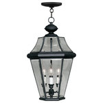 Livex Lighting - Georgetown Outdoor Chain-Hang Light, Black - The Georgetown looks to add regal elegance to your home with a line of lighting that embodies classic design for those who only want the finest. Using the highest quality materials available, the Georgetown begins with solid brass so that each fixture not only looks fantastic, but provides a fit and finish that will last for years as well.