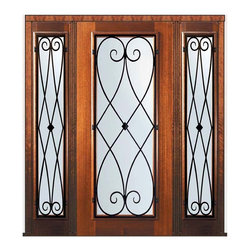 Prehung Side lights Door 80 Wood Mahogany Charleston Full Lite - Front Doors