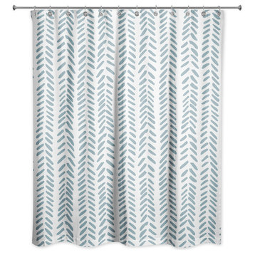 Modern Herringbone Shower Curtain, Teal