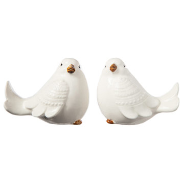 Ceramic Cardinal Bird Figurine Gloss White Finish