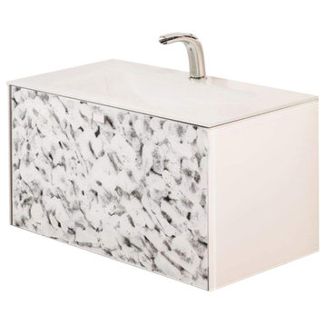 Sila Luxury Murano Glass Drop-In Single Bathroom Vanity 32", White