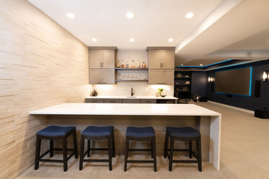 Inspiration for a modern basement remodel in Denver