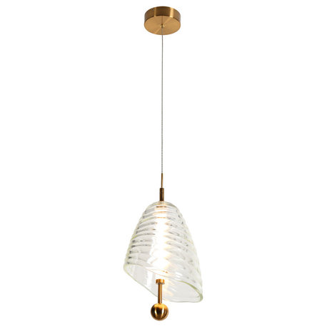 LNC Penstemon 1-Light 8.7" Modern Bell Resin LED Pendant Light, Gold