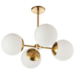 Dainolite - 4-Light Transitional Globe Chandelier Dayana, Aged Brass - 24" Aged Brass Dayana Chandelier. This 4 light LED compatible is recommended for the ceiling in a Living Room. It requires 4 Halogen G9 bulbs, is covered by a 1 Year Warranty and is suitable for either a residental or commercial space.