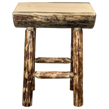 Glacier Country Counter Height Half Log Bar Stool With Exterior Stain Finish