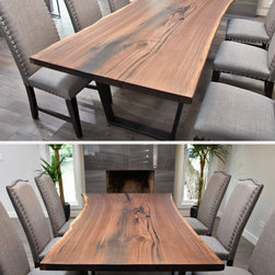 Live Edge Dining Table Walnut Book-matched Single Slab - Dining Tables