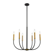 Z-LITE 479-6MB-OBR 6 Light Chandelier, Matte Black + Olde Brass