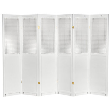 6' Tall Adjustable Shutter Room, White, 6 Panel