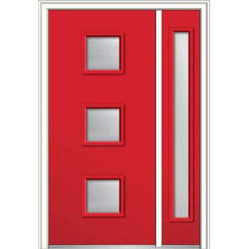 Clear 3-Lite Square Steel Door With Sidelite, 51"x81.75" Left Hand In-Swing