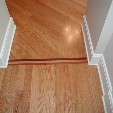 3.25" custom red oak wood flooring straight lay and 45 degree angle
