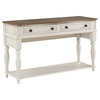 ACME Florian 2-Drawer Wooden Sofa Table in Oak and Antique White