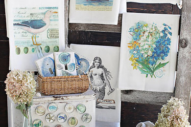 Full Circle Studio Coastal switchplates, flour sack towels and magnets