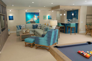 Beach style family room photo in Minneapolis