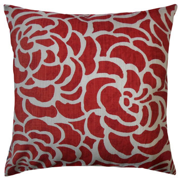 The Pillow Collection Red Whittier Throw Pillow Cover, 20"x20"
