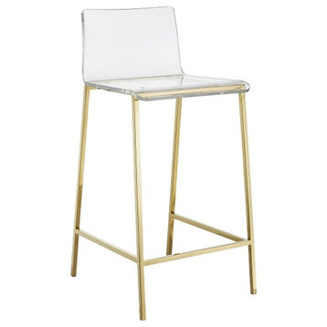Plata Import Silver Orchid Lind Acrylic Low Back Counter Stool In Gold