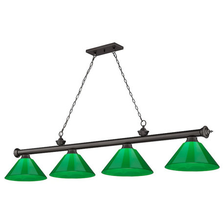 Z-Lite Cordon 4 Light Billiard, Bronze/Green 2306-4BRZ-PGR