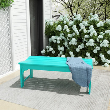 Ellendale Poly Plastic Backless Adirondack Bench in Turquoise