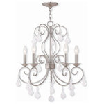 Livex Lighting - Livex Lighting 50765-91 Donatella - Five Light Chandelier - Canopy Included: TRUE  Shade InDonatella Five Light Brushed Nickel Clear *UL Approved: YES Energy Star Qualified: n/a ADA Certified: n/a  *Number of Lights: Lamp: 5-*Wattage:60w Candelabra Base bulb(s) *Bulb Included:No *Bulb Type:Candelabra Base *Finish Type:Brushed Nickel
