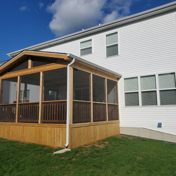 Screen Porch with Cathedral Ceiling & Gable Roof with Patio in South Elgin, IL