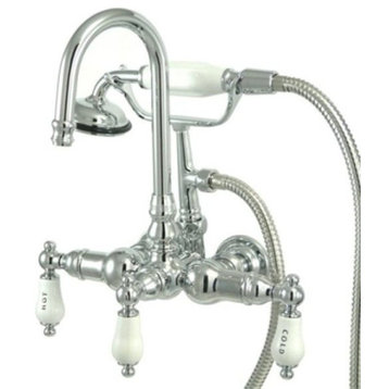 Polished Chrome Vintage-Style Wall Mount Clawfoot Tub Filler with Hand Shower CC