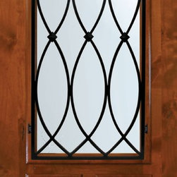 Slab Single Door 80 Alder La Salle 2 Panel Arch Lite Wrought Iron - Front Doors