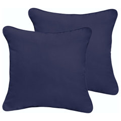 Sunbrella Canvas Navy Outdoor Corded Pillows, Set of 2
