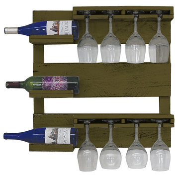 Farmhouse 3-Bottle Wine Shelf, Olive Green