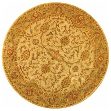 Safavieh Antiquity Collection AT17 Rug, Ivory/Light Green, 6' Round